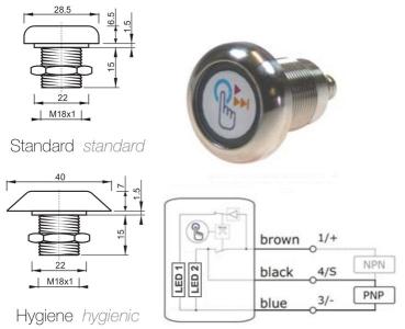 touch button with LED 22mm 3pole